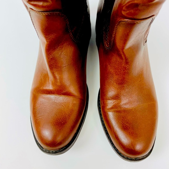 Over-the-knee boots chestnut brown faux leather. - Picture 3 of 7